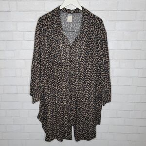 MG VINTAGE 90s Black Brown Floral Button Down Shirt